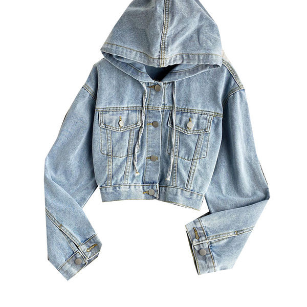 Női farmerdzseki kapucnival