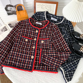 Naiste sügisene nööpidega tviidmantel