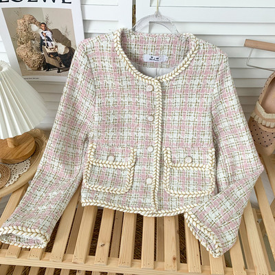 Női kockás tweedkabát