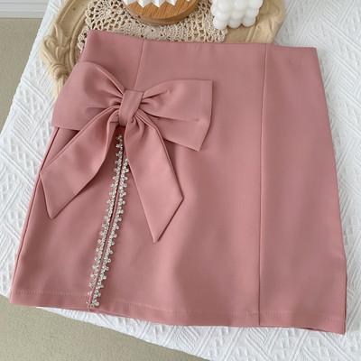 Γυναικεία φούστα με κορδέλα και πέτρες - ψηλή μέση