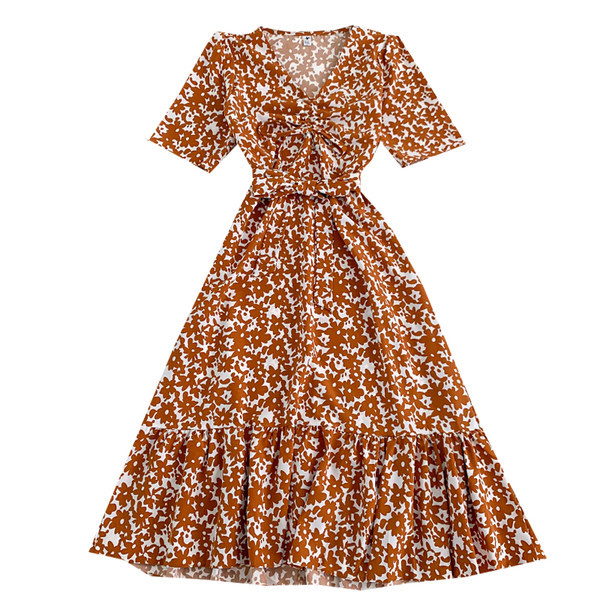 Vabaaja naiste kleit spits-kaelusega - väljalõikega mudel