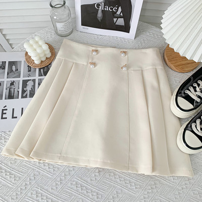 Модерна дамска плисирана пола с перли в три цвята