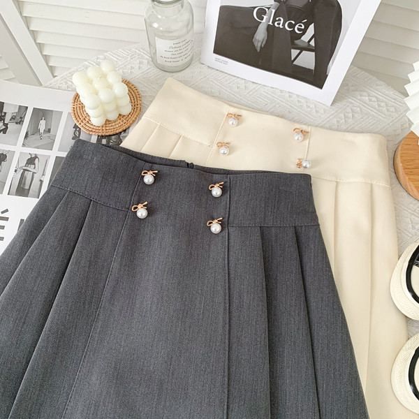 Модерна дамска плисирана пола с перли в три цвята