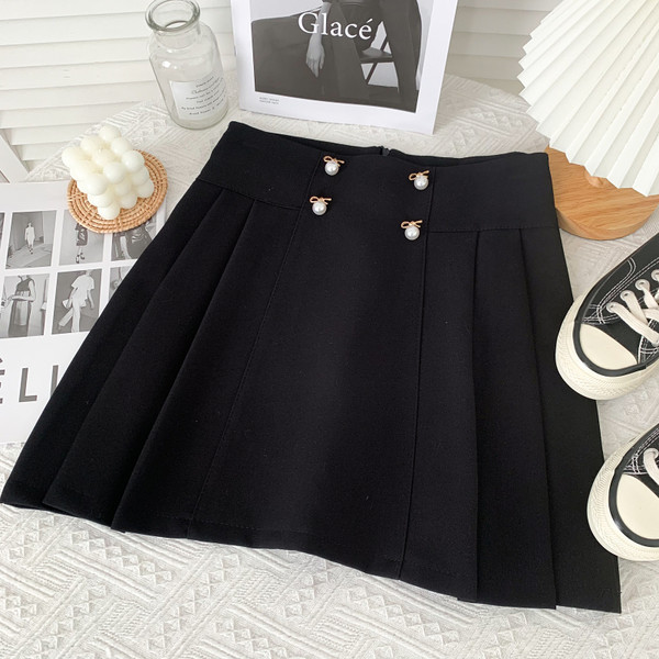 Модерна дамска плисирана пола с перли в три цвята