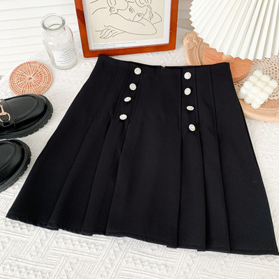 Μοντέρνα γυναικεία πλισέ φούστα με ψηλή μέση και πέτρες