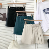 Нов модел дамска къса пола от еко кожа с висока талия