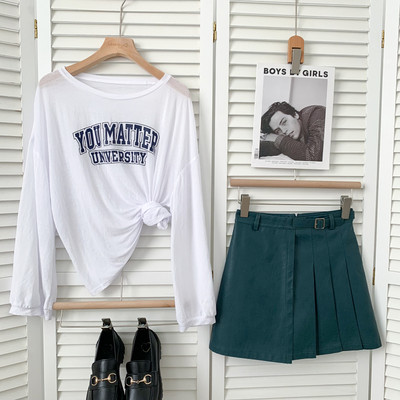 Нов модел дамска къса пола от еко кожа с висока талия