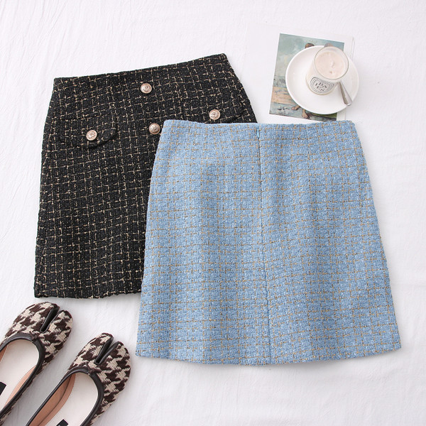 Naiste kõrge vöökoha ja nööpidega seelik – sirge mudel