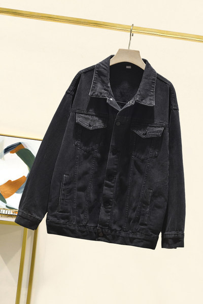 Дамско дънково яке с джобове 