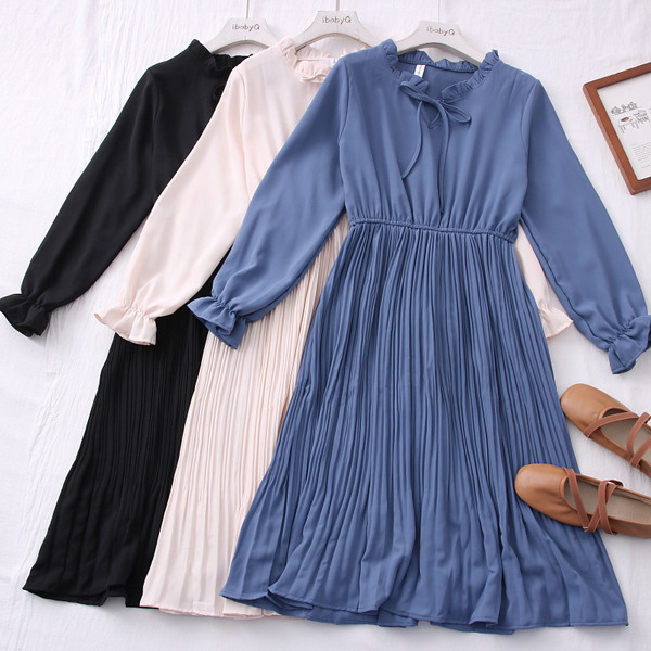 Νέο μοντέλο γυναικείο φόρεμα με μακριά μανίκια σε διάφορα χρώματα