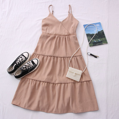 Νέο μοντέλο γυναικείο κομμένο φόρεμα με λεπτούς ιμάντες - διάφορα χρώματα