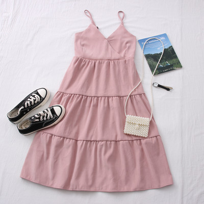 Νέο μοντέλο γυναικείο κομμένο φόρεμα με λεπτούς ιμάντες - διάφορα χρώματα