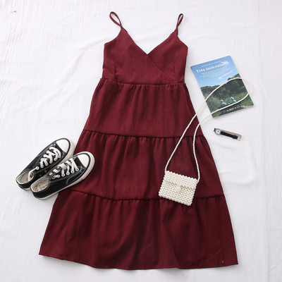 Νέο μοντέλο γυναικείο κομμένο φόρεμα με λεπτούς ιμάντες - διάφορα χρώματα