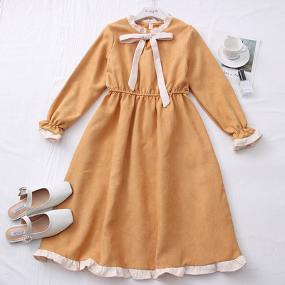 Νέο μοντέλο γυναικείο φόρεμα με μακριά μανίκια λωτού σε διάφορα χρώματα