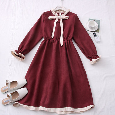 Νέο μοντέλο γυναικείο φόρεμα με μακριά μανίκια λωτού σε διάφορα χρώματα