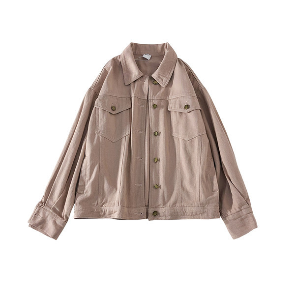 Дамско яке с копчета и джобове-широк модел