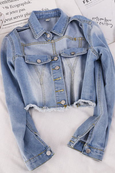 Naiste nööpidega teksajakk