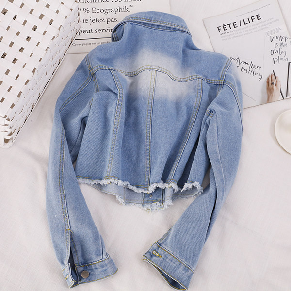 Naiste nööpidega teksajakk