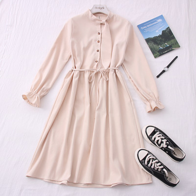 Νέο μοντέλο γυναικείο φόρεμα με κουμπιά και στρογγυλή λαιμόκοψη