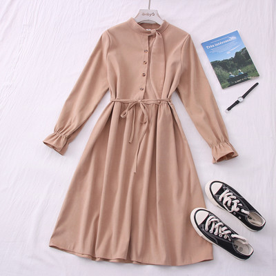 Νέο μοντέλο γυναικείο φόρεμα με κουμπιά και στρογγυλή λαιμόκοψη