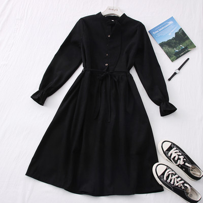 Νέο μοντέλο γυναικείο φόρεμα με κουμπιά και στρογγυλή λαιμόκοψη