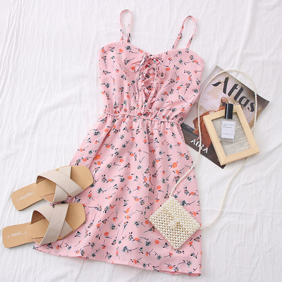 Νέο μοντέλο γυναικείο φόρεμα με λεπτές τιράντες σε διάφορα χρώματα