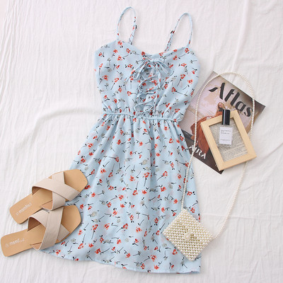 Νέο μοντέλο γυναικείο φόρεμα με λεπτές τιράντες σε διάφορα χρώματα