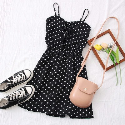 Νέο μοντέλο γυναικείο φόρεμα με λεπτές τιράντες σε διάφορα χρώματα