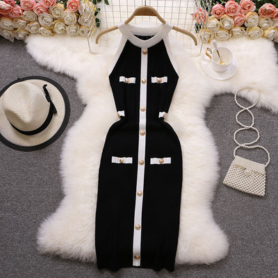 Rochie casual de dama cu nasturi si decolteu oval