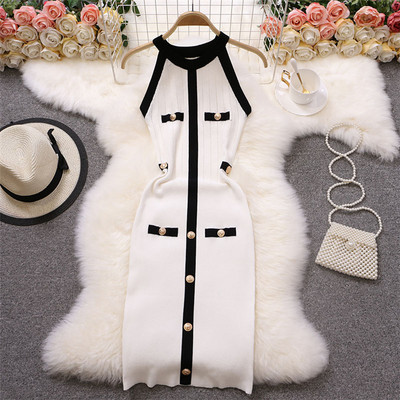 Rochie casual de dama cu nasturi si decolteu oval