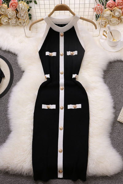 Rochie casual de dama cu nasturi si decolteu oval