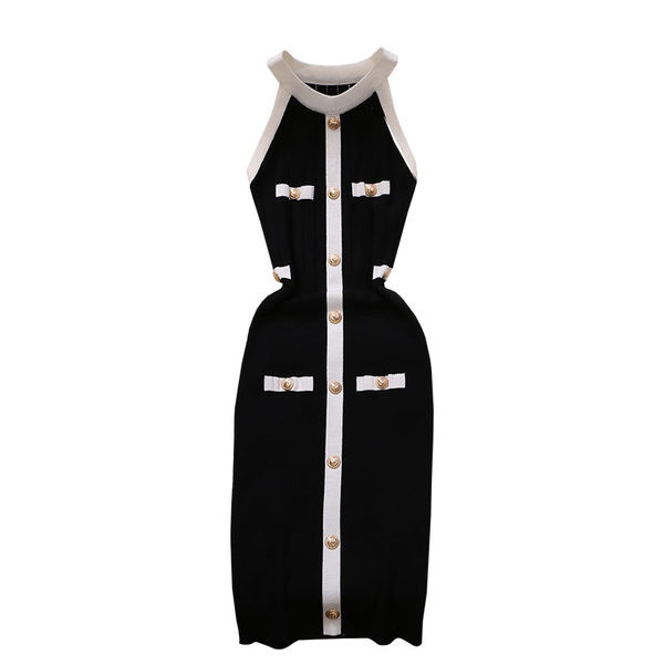 Rochie casual de dama cu nasturi si decolteu oval