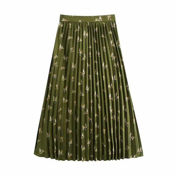 Pikk plisseeritud seelik värvitrükiga