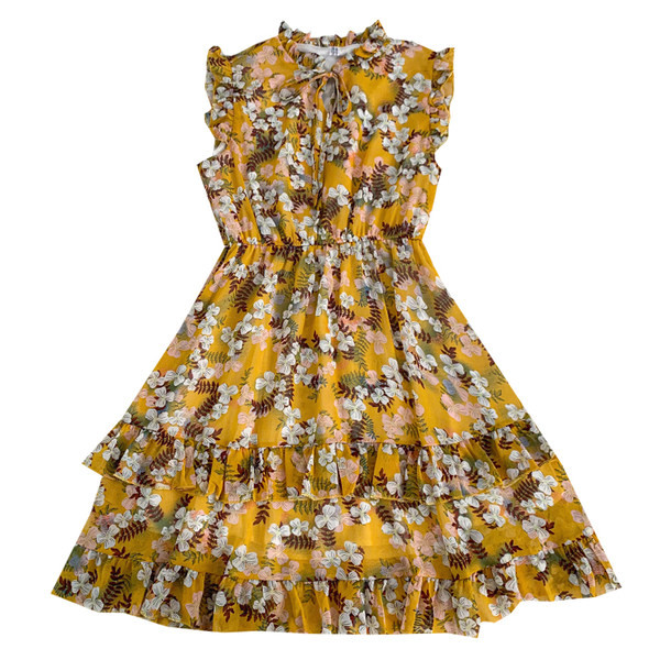 Casual φόρεμα με στρογγυλή λαιμόκοψη και λουλουδάτο μοτίβο