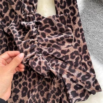 Γυναικείο βελούδινο φόρεμα με leopard print