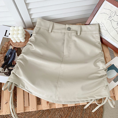 Нов модел дамска кожена пола с връзки в няколко цвята