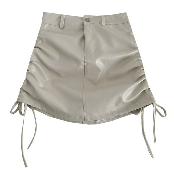 Нов модел дамска кожена пола с връзки в няколко цвята