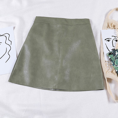Kožna ženska suknja visokog struka-retro stil