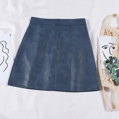 Kožna ženska suknja visokog struka-retro stil