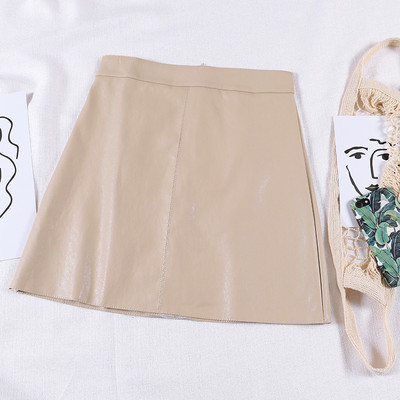 Kožna ženska suknja visokog struka-retro stil