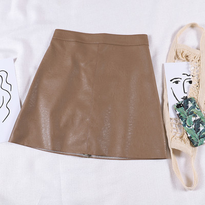 Kožna ženska suknja visokog struka-retro stil