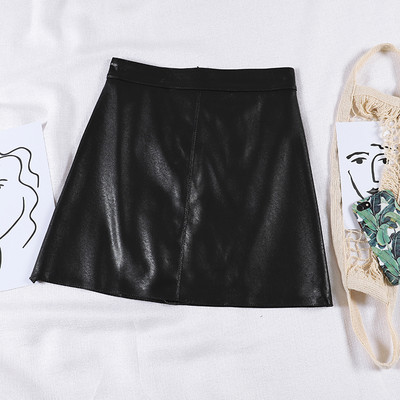 Kožna ženska suknja visokog struka-retro stil