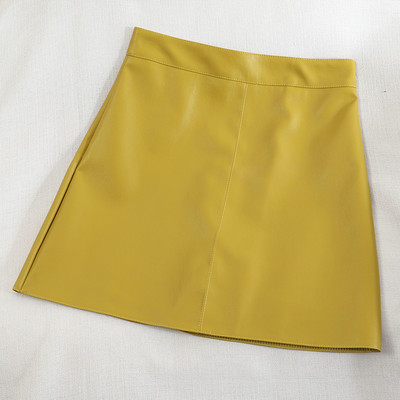 Kožna ženska suknja visokog struka-retro stil