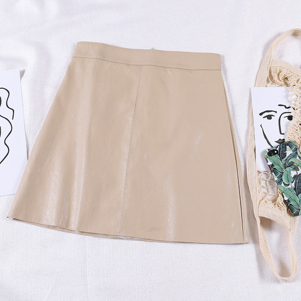 Kožna ženska suknja visokog struka-retro stil