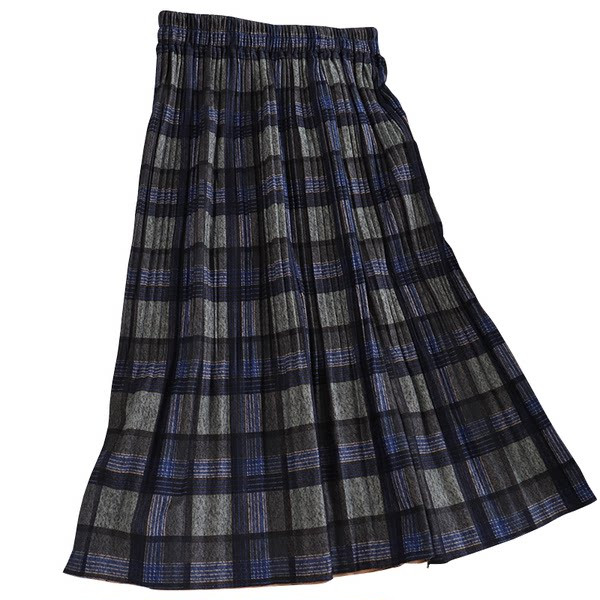 Карирана дамска еластична пола с висока талия