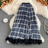 Fusta lunga de dama moderna cu talie elastica si dantela