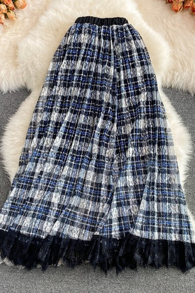 Fusta lunga de dama moderna cu talie elastica si dantela