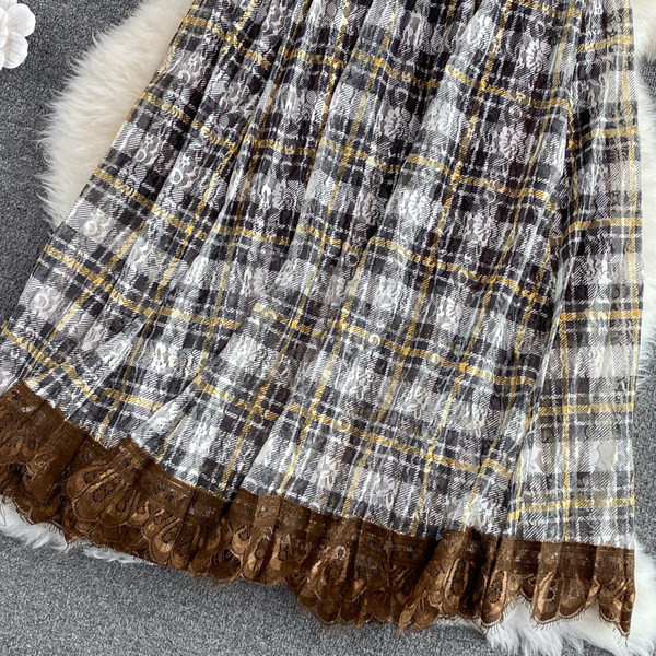 Fusta lunga de dama moderna cu talie elastica si dantela