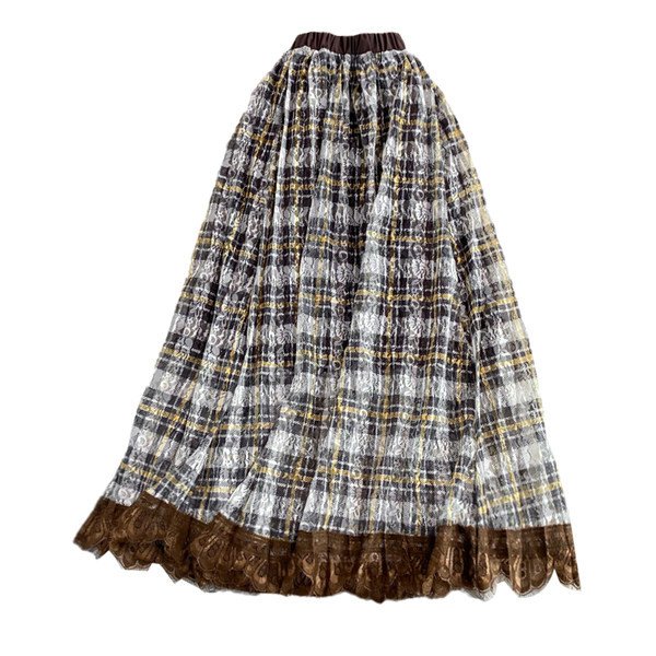 Fusta lunga de dama moderna cu talie elastica si dantela