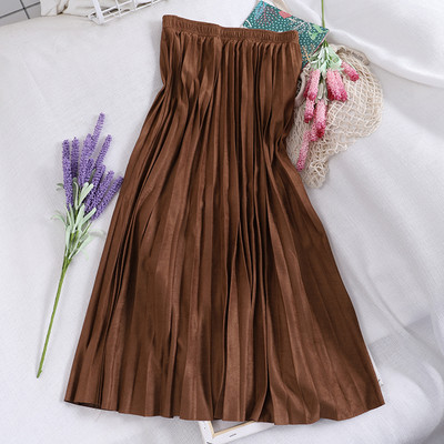 Плисирана дамска пола с ластична талия